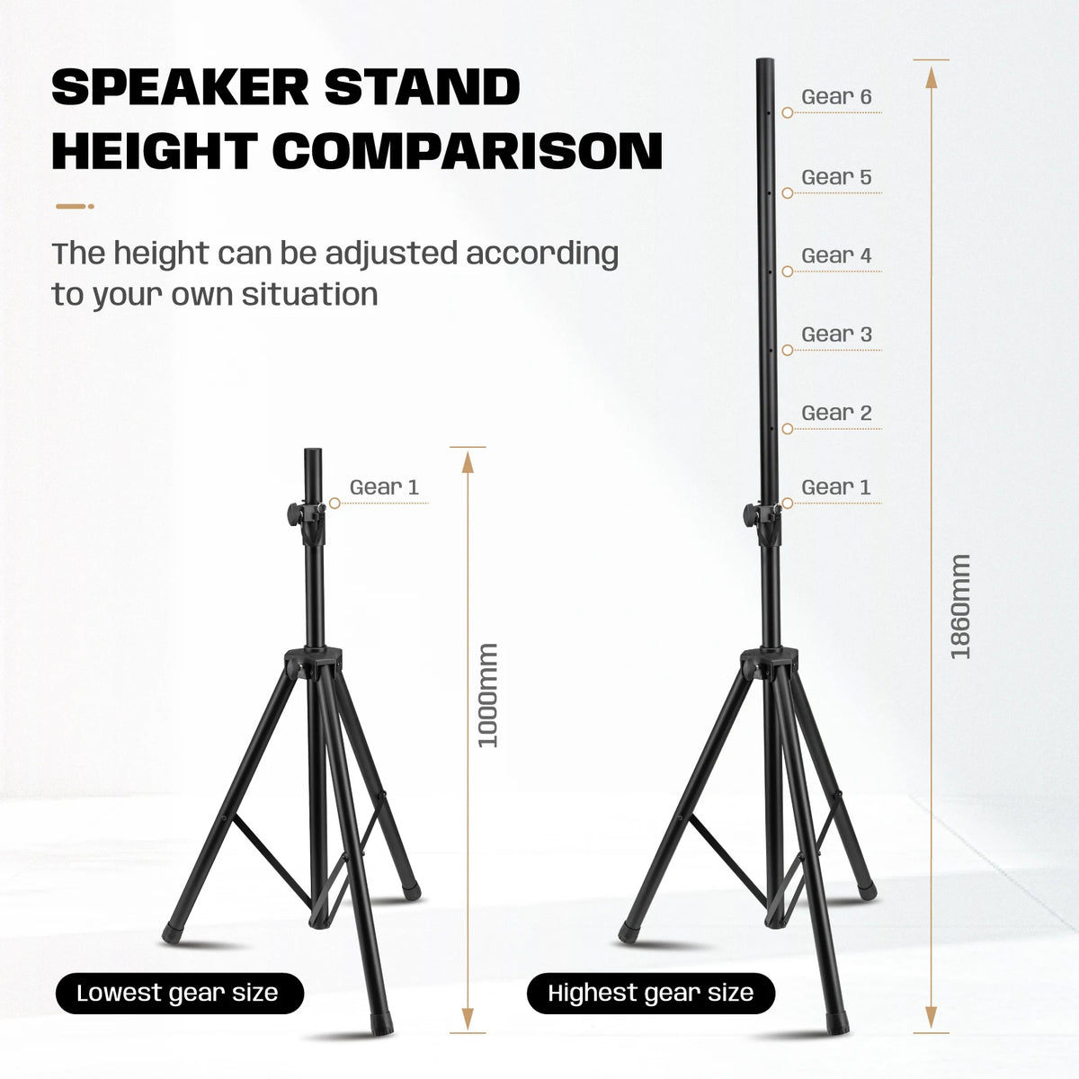 Hridz 186cm Heavy-Duty Speaker Stand Professional DJ Tripod with Base Plate