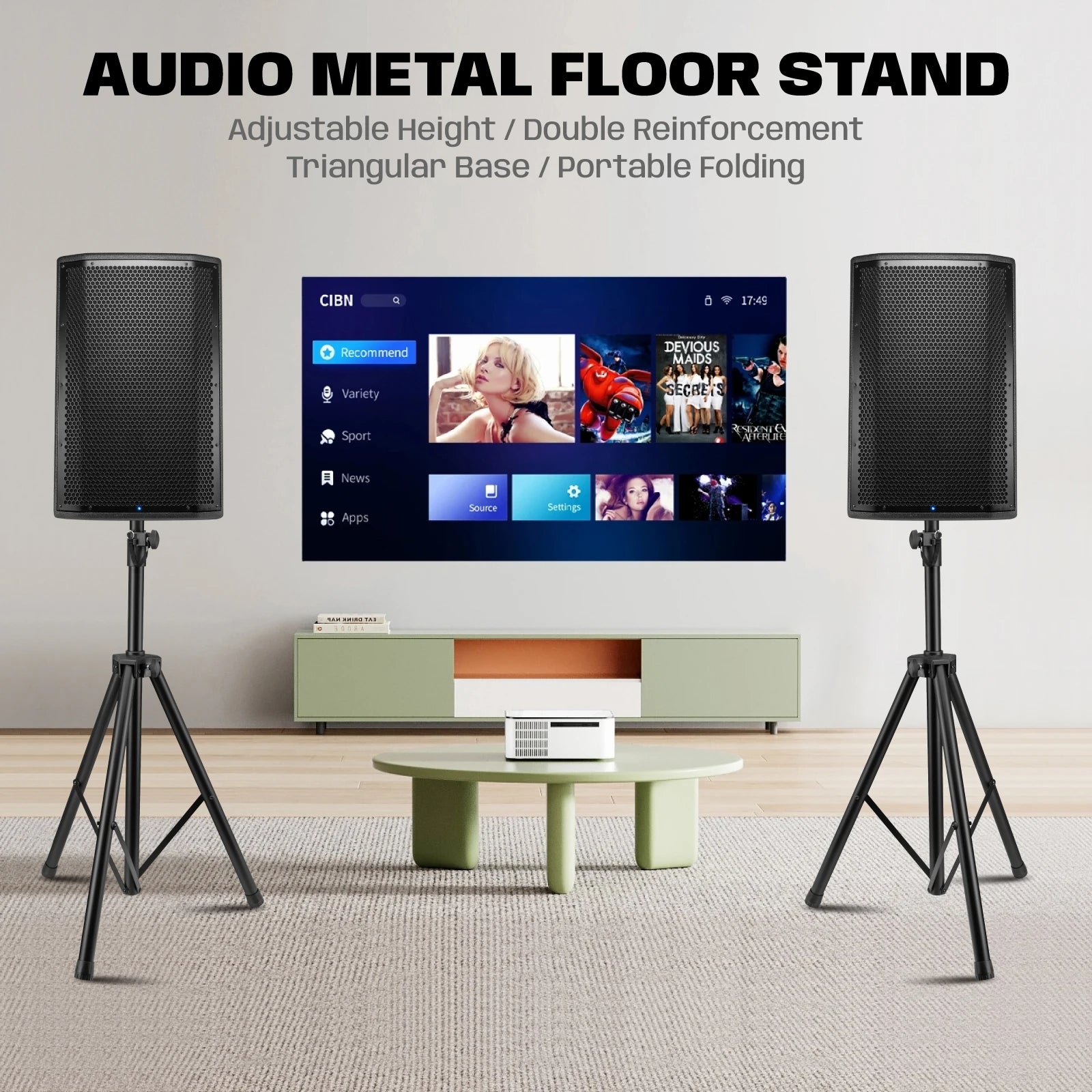 Hridz 186cm Heavy-Duty Speaker Stand Professional DJ Tripod with Base Plate