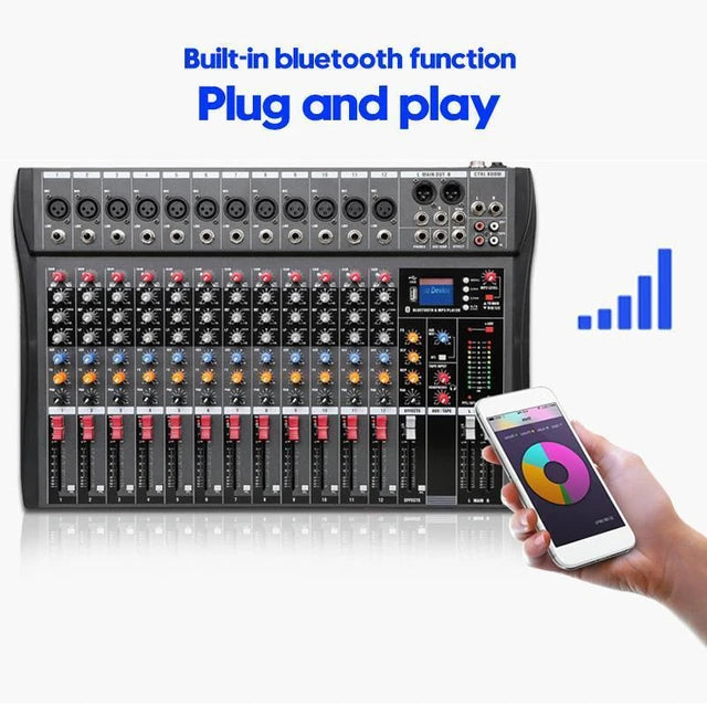 Hridz CT-120S 12-channel mixer with 48V phantom power and USB