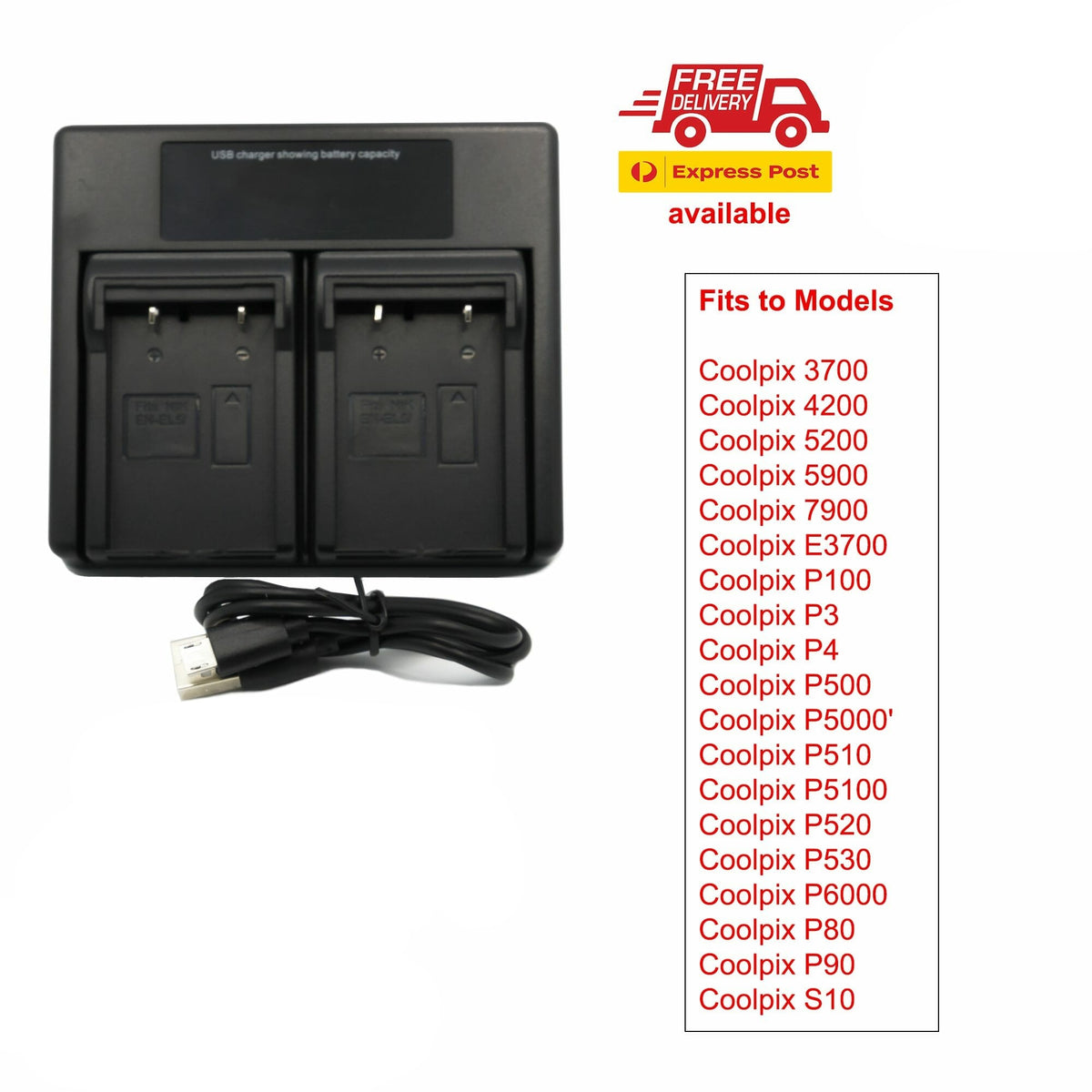 Hridz EN-EL5 Dual Battery Charger for Nikon Coolpix P-Series Cameras