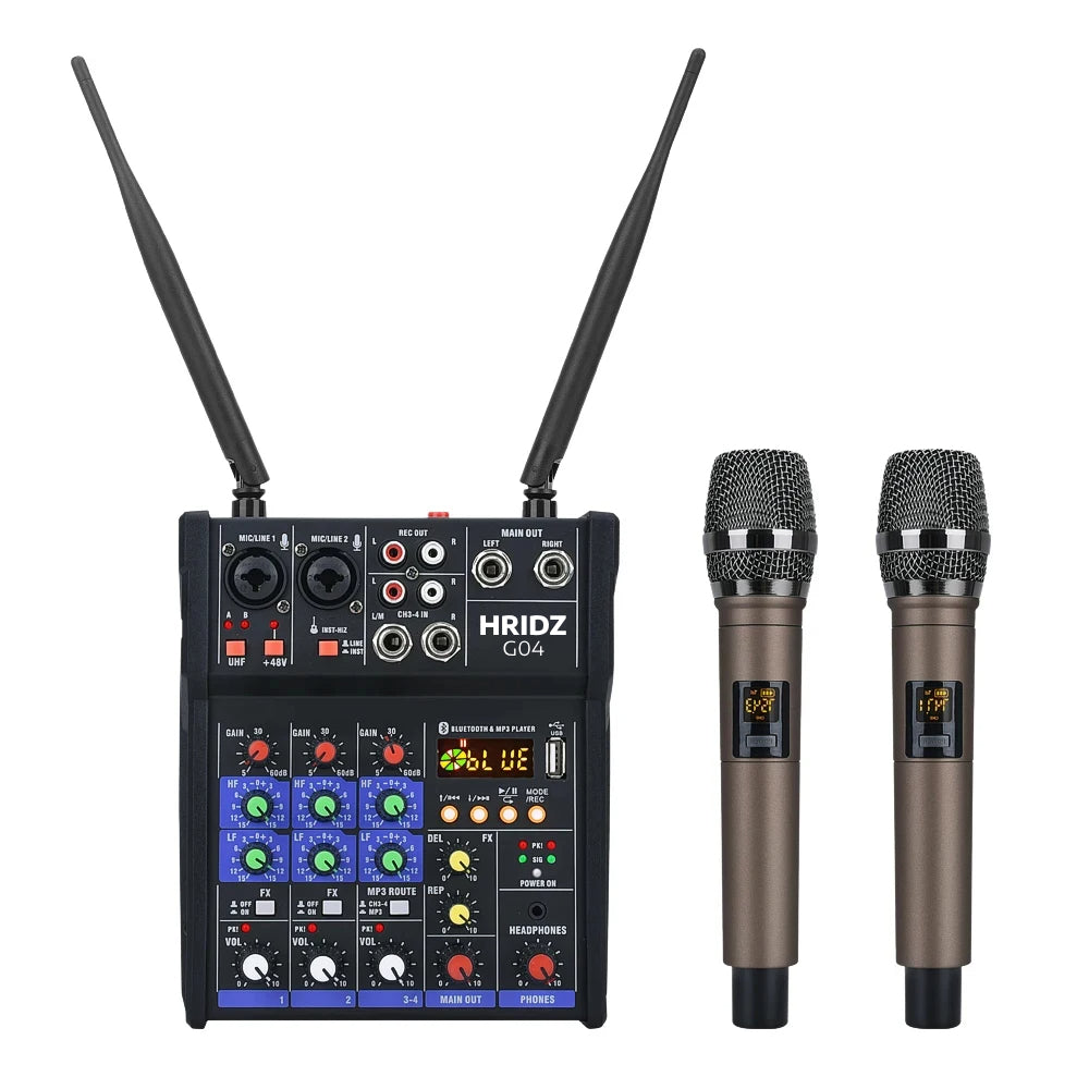 Hridz karaoke machine 4-channel mixer with wireless mics β image 1