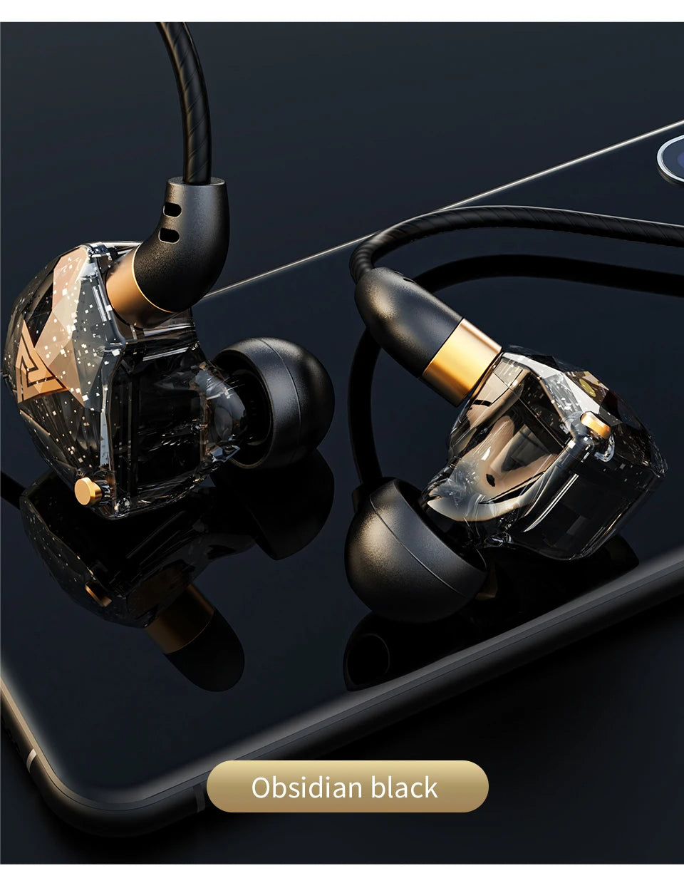 QKZ SK8 Wired In-Ear Earphones with Mic – HiFi Stereo Heavy Bass, 3.5mm
