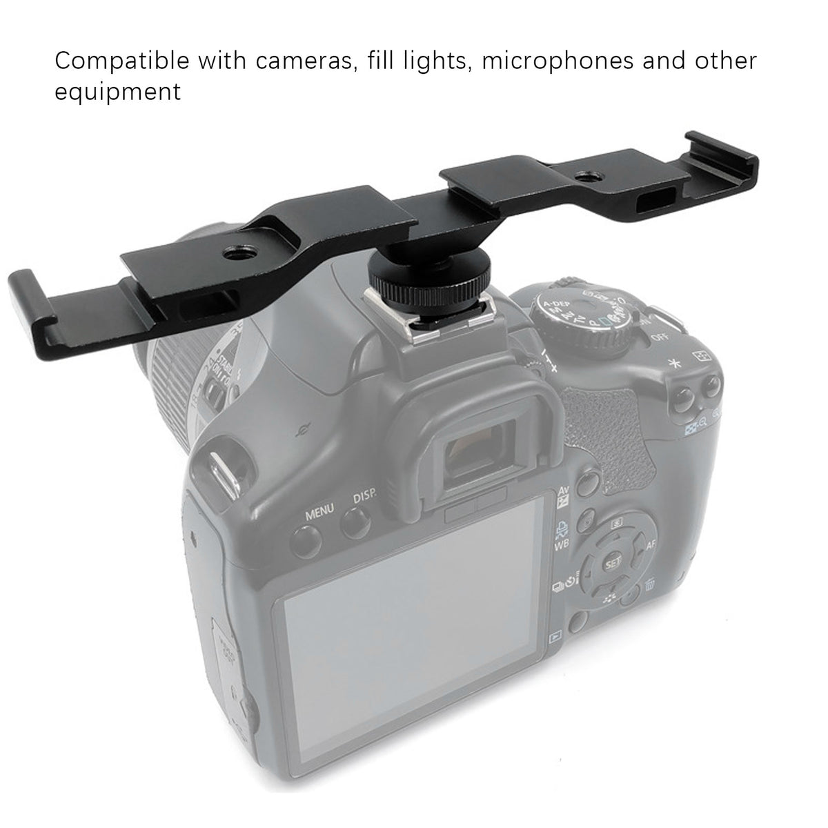Hridz Cold Shoe Mount Extension Bar Bracket – Dual Mount Adapter for Cameras & Rigs