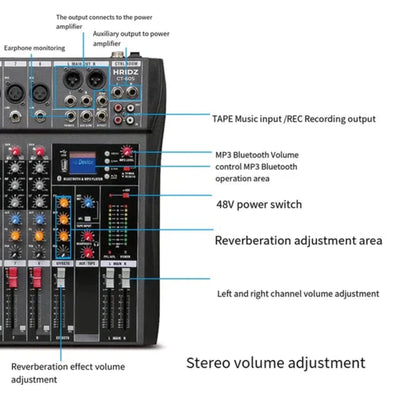 Hridz CT-60S Compact 6-Channel Bluetooth Audio Mixer