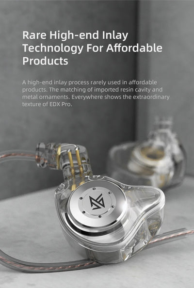 EDX Pro In-Ear Monitors Wired Earphones, No-Mic IEM, HiFi Stereo Bass