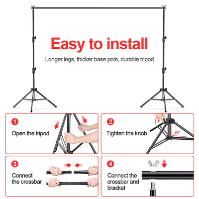 Hridz 2.6x3m Heavy Duty Backdrop Stand – Photography Background Support System
