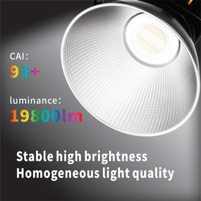 Hridz 200W RGB COB LED Video Light with Remote Control 2800K-6800K Studio Photography Lighting for YouTube Streaming Filmmaking