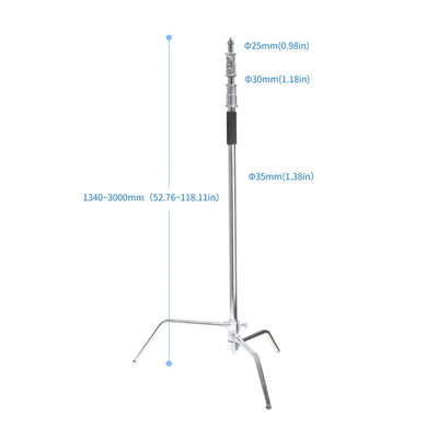 Hridz 300cm Stainless Steel Heavy Duty C-Stand Light stand Century Light stand