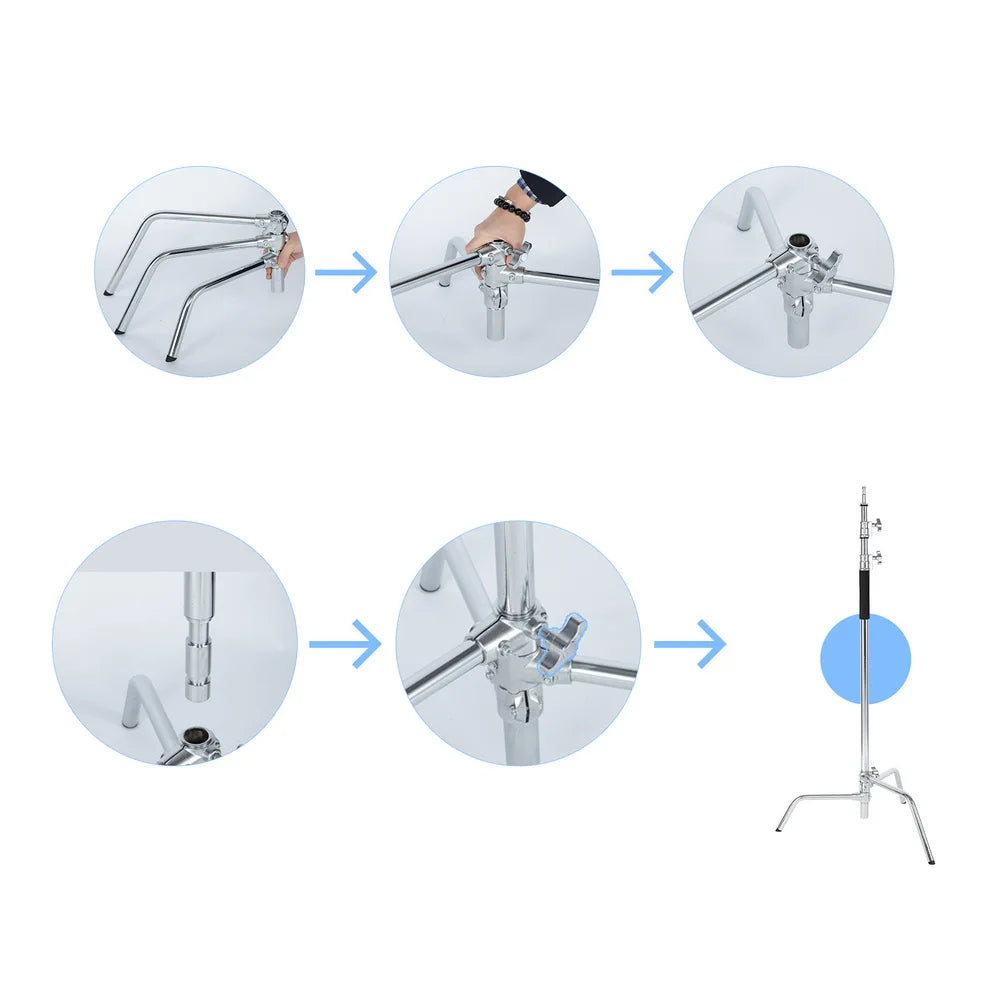 Hridz 300cm Stainless Steel Heavy Duty C-Stand Light stand Century Light stand