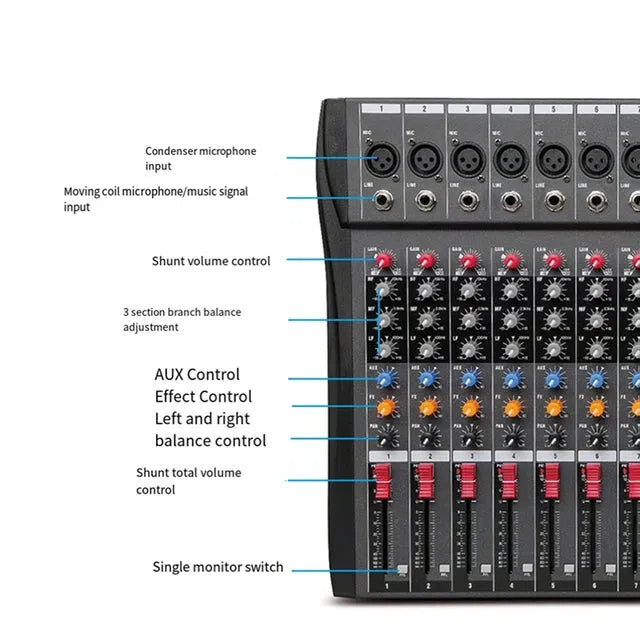 Hridz CT-80S 8-Channel Bluetooth Audio Mixer