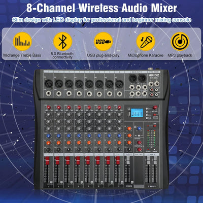 Hridz CT-80S 8-Channel Bluetooth Audio Mixer