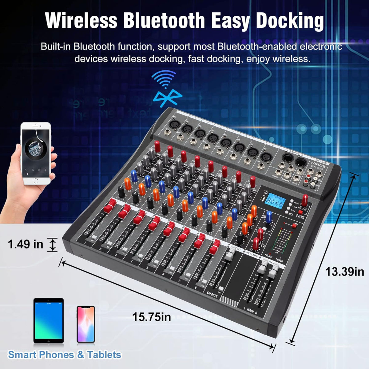 Hridz CT-80S 8-Channel Bluetooth Audio Mixer