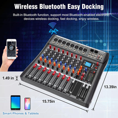 Hridz CT-80S 8-Channel Bluetooth Audio Mixer