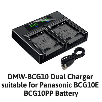 Hridz BCG10 Dual Battery Charger for Panasonic DMW-BCG10 Lumix Cameras
