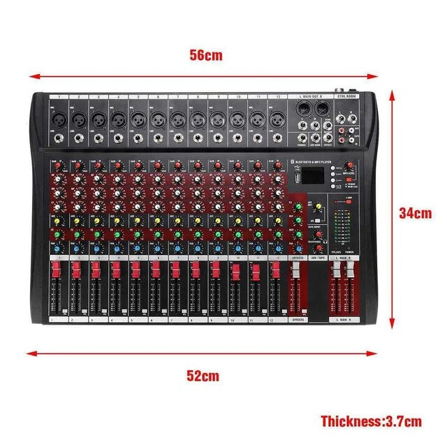 Hridz CT-120S 12-channel Bluetooth mixer with built-in effects