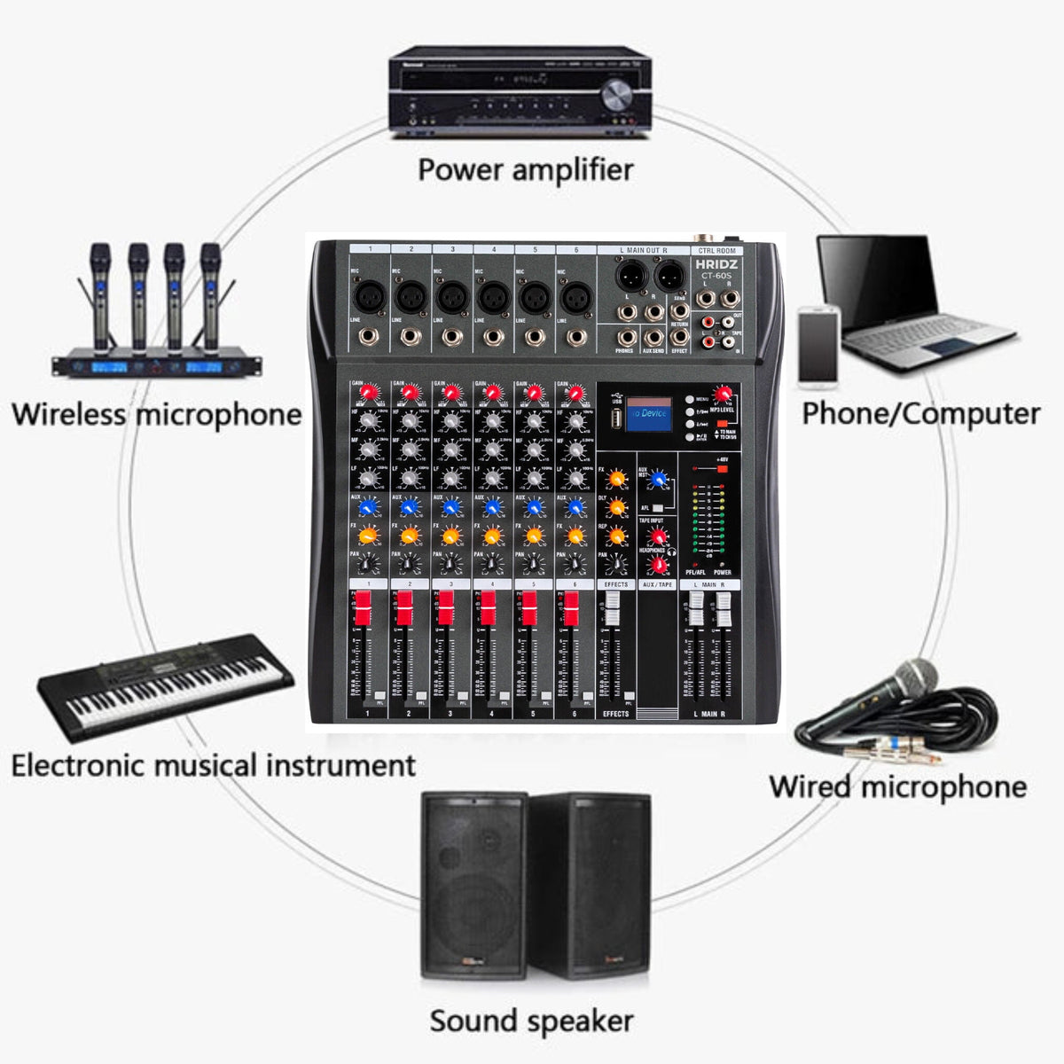 Hridz CT-60S 6-channel Bluetooth audio mixer – image 4