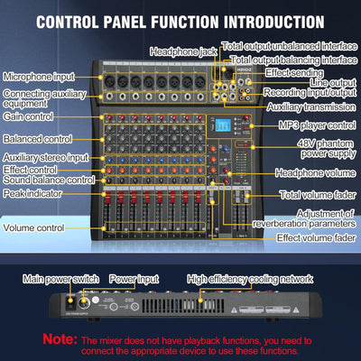 Hridz CT-80S 8-Channel Bluetooth Audio Mixer