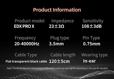 Hridz Edx Pro-x Wired IEM Earphones No-Mic HIFI Stereo Bass Music Earbuds In-Ear Sport Headphones