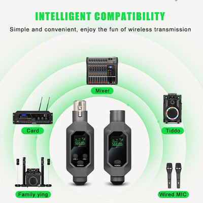 Hridz N2 2-in-1 Wireless UHF XLR Converter for Mics, Mixers & Speakers