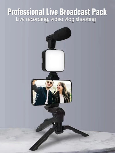 Hridz Smartphone Vlogging Kit – Tripod, LED Fill Light & Microphone for TikTok, YouTube & Live Streaming