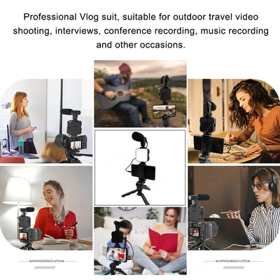 Hridz Smartphone Vlogging Kit – Tripod, LED Fill Light & Microphone for TikTok, YouTube & Live Streaming