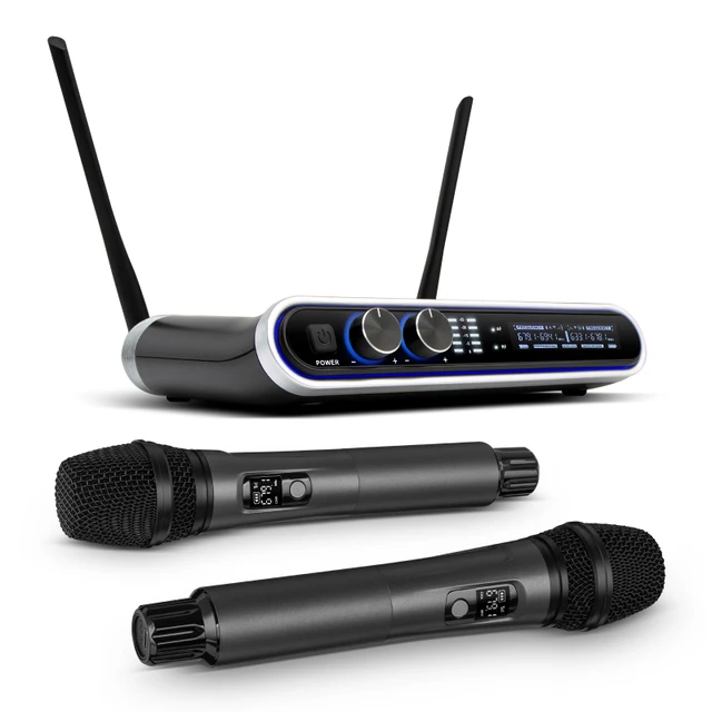 Hridz UHF Wireless Microphone System Dual Handheld Mics with 100m Range Receiver for Karaoke Meetings Parties