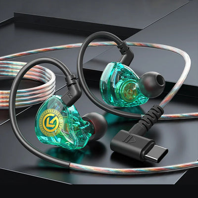 Hridz USB Type-C Wired In-Ear Earphones with Microphone Hifi Headphones with Volume Control