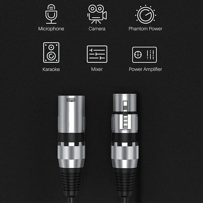 Hridz XLR Cable Male to Female – Balanced Microphone Lead for Mics, Mixers & Speakers