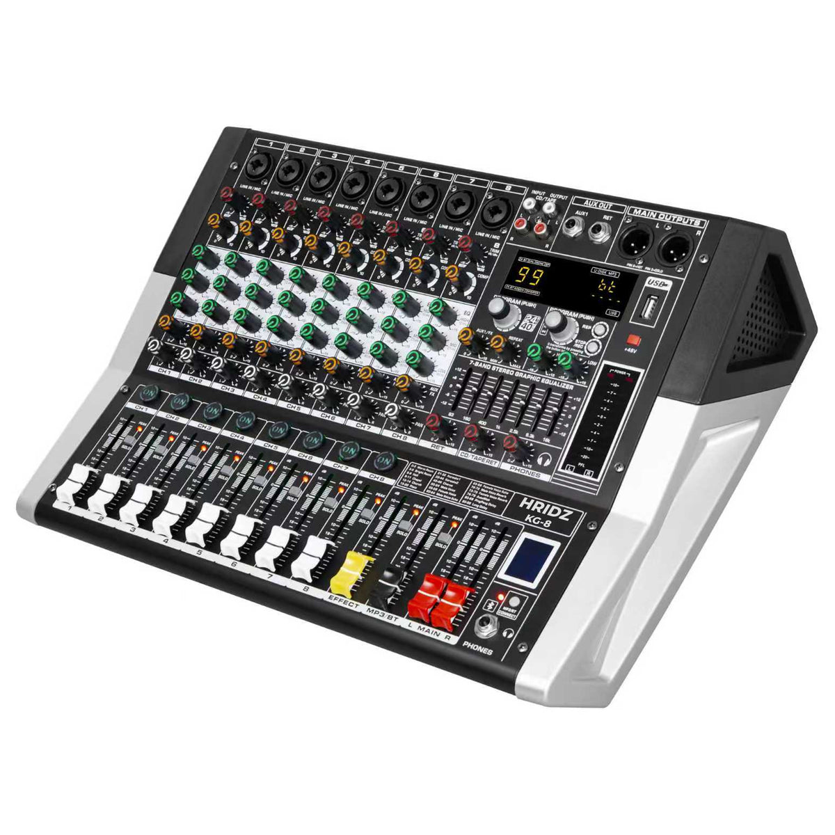 Hridz KG-8 Powered Mixer & U8 Dual Wireless Mic Bundle, 600W × 2