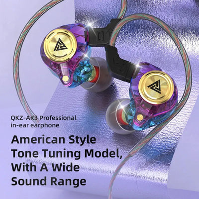 QKZ AK3 Wired In-Ear Monitor Earphones with Mic – HiFi Bass