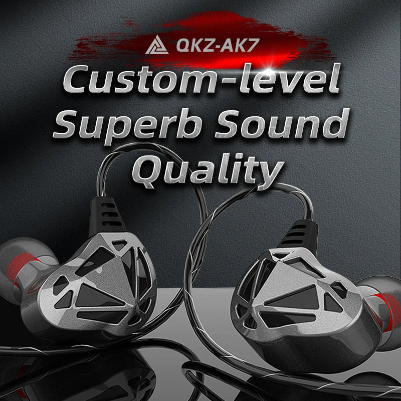 QKZ AK7 Copper Driver Wired In-Ear Earphones with Mic – HiFi Bass Stereo Earbuds
