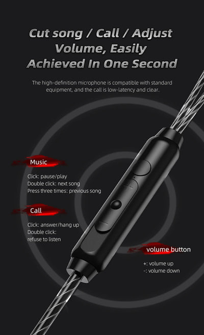 QKZ AK7 Copper Driver Wired In-Ear Earphones with Mic – HiFi Bass Stereo Earbuds