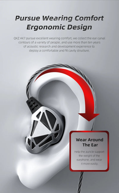 QKZ AK7 Copper Driver Wired In-Ear Earphones with Mic – HiFi Bass Stereo Earbuds
