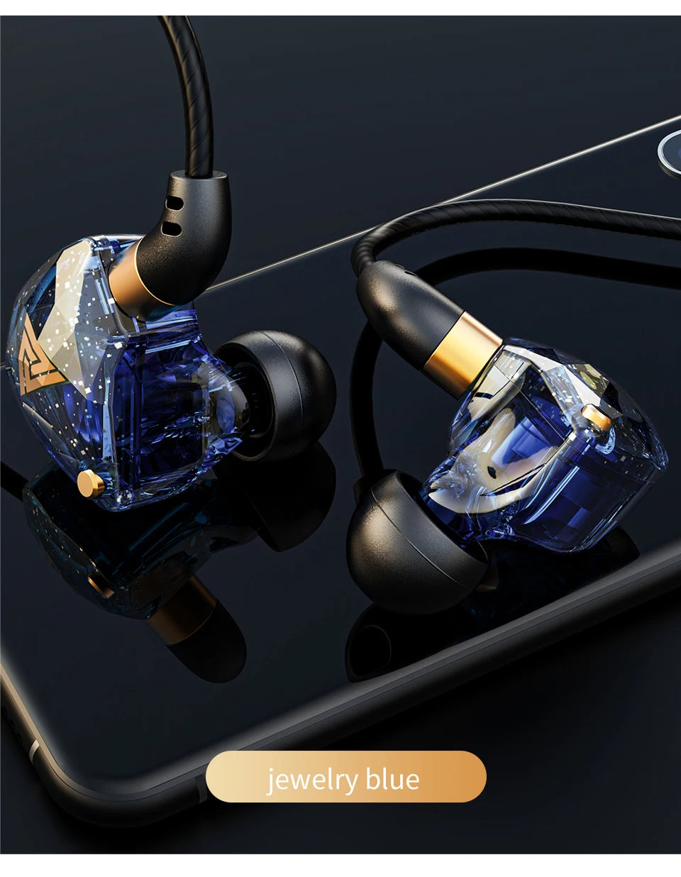 QKZ SK8 Wired In-Ear Earphones with Mic – HiFi Stereo Heavy Bass, 3.5mm