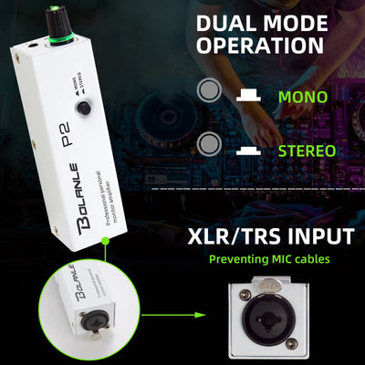 URX Bolanle P2 Personal In-Ear Monitor (IEM) Amplifier | Belt-Pack Headphone Amp with XLR & TRS Input