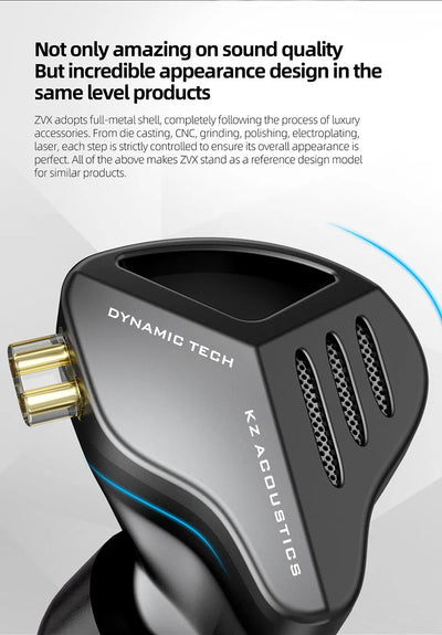 ZVX Dynamic HiFi Bass In-Ear Monitor Earphones – Silver or Black, With or Without Mic