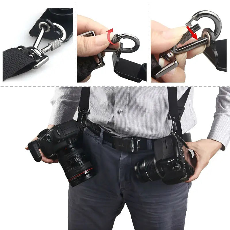 Hridz double camera shoulder strap padded anti-slip nylon detail