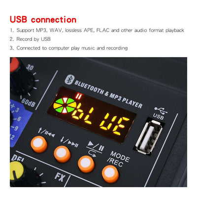 HRIDZ G04 Stereo Audio Sound Mixer with UHF Wireless Microphone for DJ Karaoke PC Record