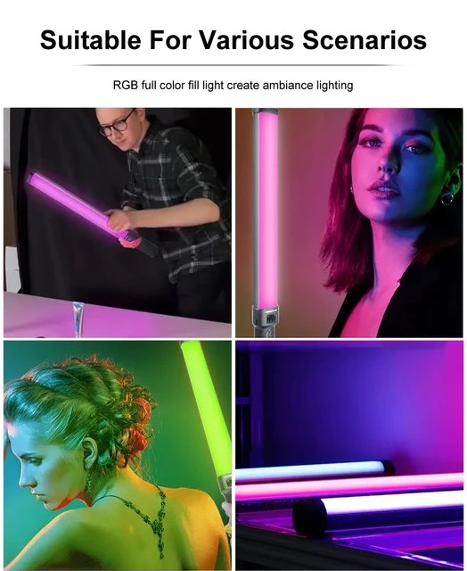 HRIDZ W270RGB 50cm Handheld RGB LED Stick Light – 20W Photography Video Tube Light, 2500K-9000K, Rechargeable Battery