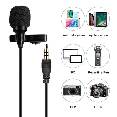 Hridz 10m Extended Lavalier Microphone – Clip-On Mic for Live Broadcasting, Phone & DSLR