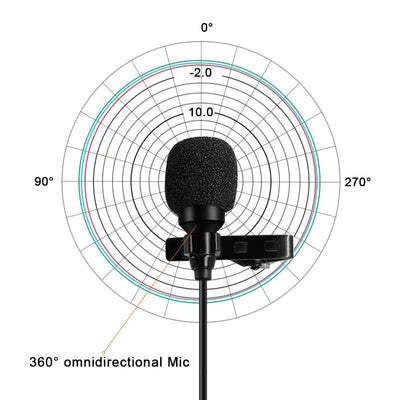 Hridz 10m Extended Lavalier Microphone – Clip-On Mic for Live Broadcasting, Phone & DSLR