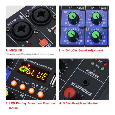 Hridz karaoke machine 4-channel mixer with wireless mics – image 3