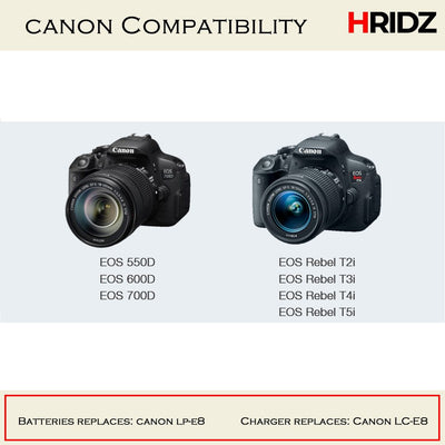 Hridz LP-E8 Battery Charger for Canon EOS 550D/600D/650D/700D/750D & Rebel T2i-T6i