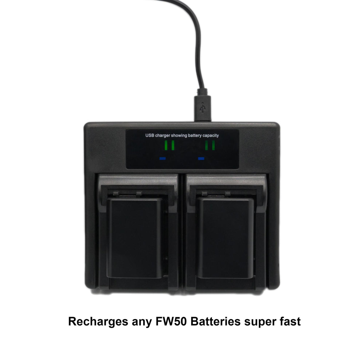 Hridz NP-FW50 Dual Battery Charger for Sony A6000, A6400, A7 II, ZV-E10, NEX & RX10